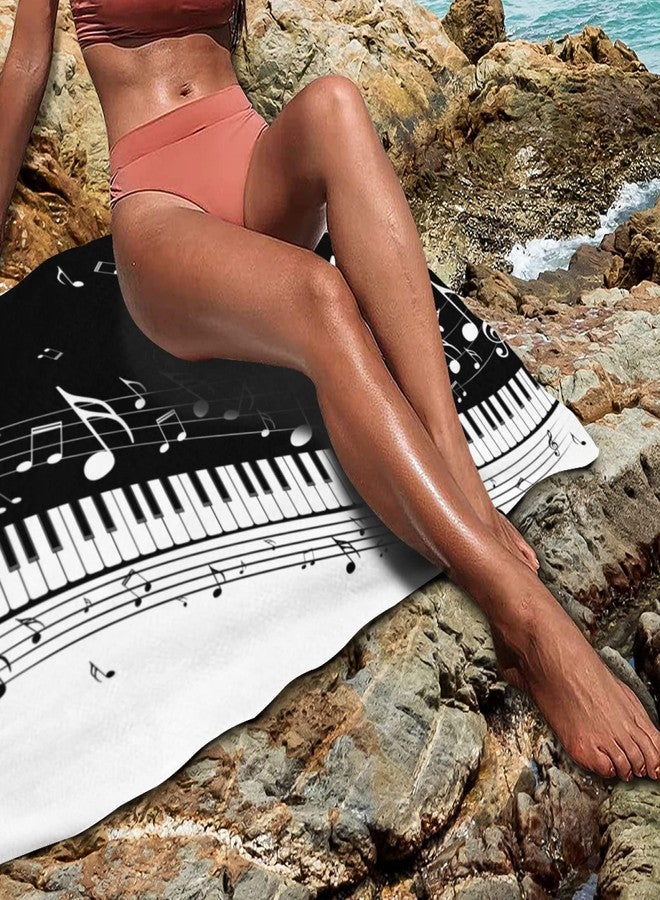 feelacle Music Notes Piano Sand Free Beach Towel Absorbent Bath Towel Large Hand Towels for Swimming Bathroom Spa Pool - Image 5